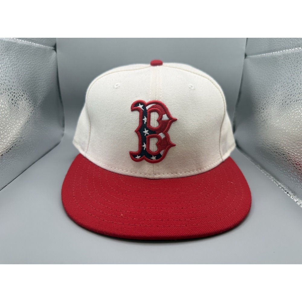 Boston Red Sox New Era 59FIFTY Fitted Hat 7 1/4 Stars Stripes Red White MLB USA